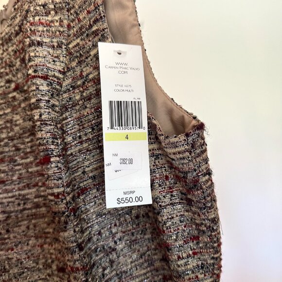 NWT Carmen Marc Valvo gold sheath mini dress, size 4 - Picture 2 of 11